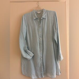 J. Jill Soft Blue Casual Linen Button Down Tunic